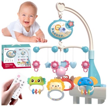 KARUZELKA DO ŁÓŻECZKA POZYTYWKA PROJEKTOR LED Regulacja głośności + PILOT