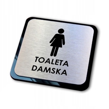 srebrna tabliczka informacyjna grawer WC damska