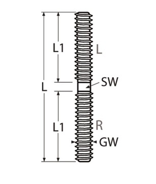 Винт стяжной муфты М12, двойная резьба слева и справа А4, фрезерованный, кислотостойкий