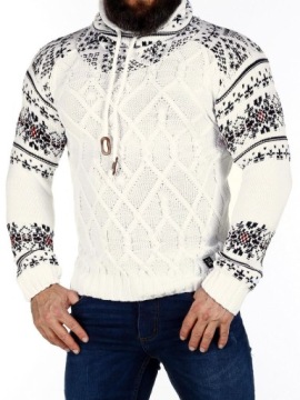 Толстый свитер, норвежский узор, мужская водолазка, воротник-стойка, утеплитель для шеи