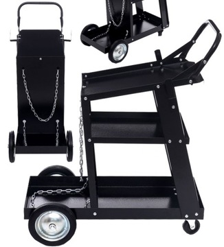 СВАРОЧНАЯ ТЕЛЕЖКА ДЛЯ СВАРОЧНЫХ МАШИН С ПОЛКОЙ ДЛЯ ЦИЛИНДРОВ, СТАБИЛЬНАЯ MIG MAG MMA TIG KD