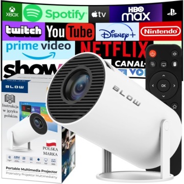 Přenosný Otočný Projektor Reproduktor Android Smart Tv Wifi Full Hd