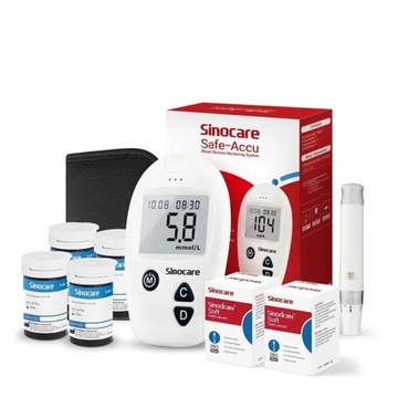 Glukometr Sinocare SAFE ACCU Zestaw z 100 paskami i lancetami