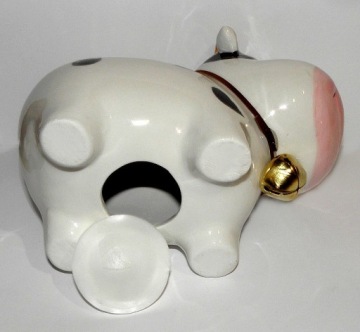 Копилка пятнистая корова W711C, корова, с керамическим кассовым аппаратом, открывающаяся