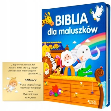 BIBLIA DLA DZIECI NA CHRZEST PREZENT Z GRAWEREM