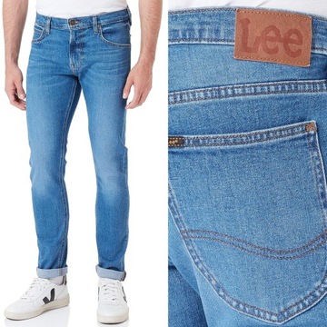 LEE LUKE rurki spodnie jeans slim tapered ZIP FLY Niebieski W36 L32