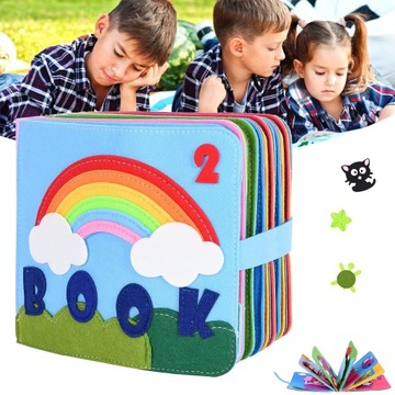BOOK 3D DLA MAŁYCH DZIECI AKTYWNOŚĆ MIĘKKA KSIĄŻKA FILCOWA SENSORYCZNA