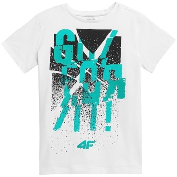 4F T-SHIRT CHŁOPIĘCY KOSZULKA _ JTSM004 _ biały _ r. 128