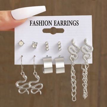 Набор серег с подвесками из металла серебряного цвета
