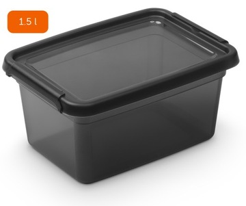 Pojemnik z pokrywą plastikowy czarny 1,5 l