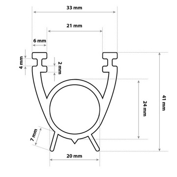 Уплотнитель для гаражных ворот SBD01 3 м 33х41 мм