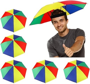 5X PARASOLKA PARASOL NA GŁOWĘ CHRONIĄCY PRZED SŁOŃCEM SKŁADANY KOLOROWY