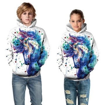 BLUZA DZIECIĘCA KAPTUR JEDNOROŻEC 3D UNICORN 152
