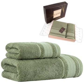 Zestaw dwóch ręczników bawełnianych LADIN 50x90 i 70x140 Karna Home ZIELONY