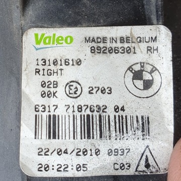 BMW X6 E71 2007-2014R HALOGEN PRAVÝ 7187632 89206301