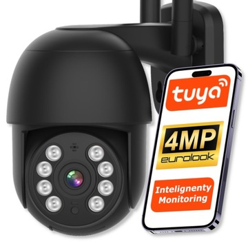 Zewnętrzna Kamera IP WiFi Obrotowa 4MP Tuya Smart Czarna