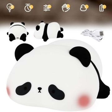 SILIKONOWA LAMPKA NOCNA PANDA, 3 TRYBY ŚWIECENIA, 1200 MAH