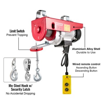 Лебедка электрическая VEVOR Winch 600/1200кг с концевым выключателем