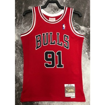 Tłoczona na gorąco koszulka koszykarska NBA Chicago Bulls nr 91 Rodman w