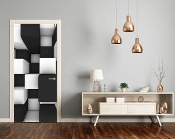 ЧЕРНО-БЕЛЫЙ 3D-УЗОР НАКЛЕЙКА на дверь шпон