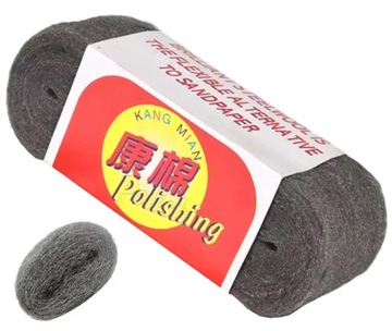WEŁNA DO POLEROWANIA METALI CHROMU ALUMINIUM CZYŚCIWO AG531a 1szt SZARE