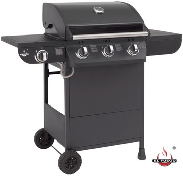 GRILL GAZOWY EL FUEGO COLUMBUS 3+1 12kW 56x41cm != REDUKTOR Z WĘŻEM !