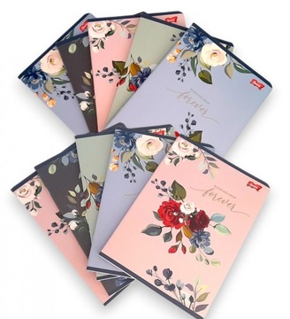 10 x ZESZYT w LINIĘ A5 60 kartek ROMANTIC ZESTAW