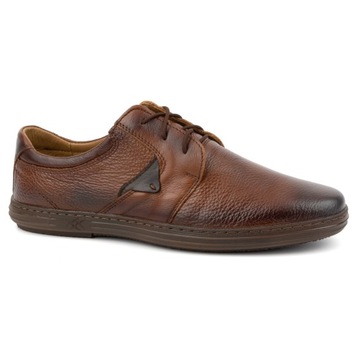 Buty Skórzane Męskie Sznurowane Olivier 7061DT Brąz Casual 43