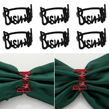 6x застежек для салфеток Набор металлических салфеток с буквами «Бисмилла», круглый алфавит, черный