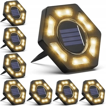 8 szt. 12 LED Solarnych świateł naziemnych