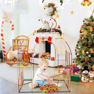 SŁOMKI KONSTRUKCYJNE KLOCKI KUFEREK DUŻY ZESTAW KREATYWNY 1200 elem.