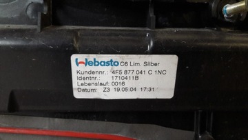 4F5877041C STŘEŠNÍ OKNO AUDI A6 C6 WEBASTO SOLAR SEDAN