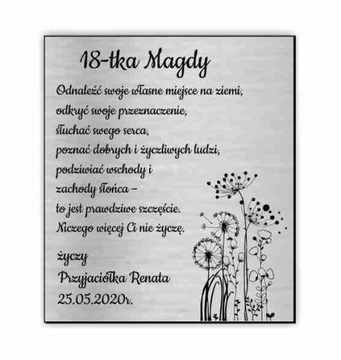 Tabliczka dedykacja do książki na Urodziny 18-tka