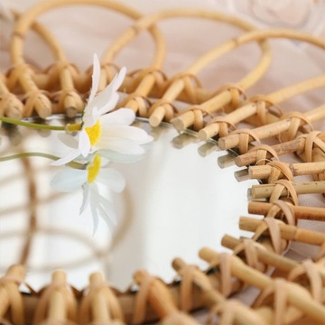 КРУГЛОЕ НАСТЕННОЕ ЗЕРКАЛО БОХО БАМБУК 34 см НАТУРАЛЬНЫЙ