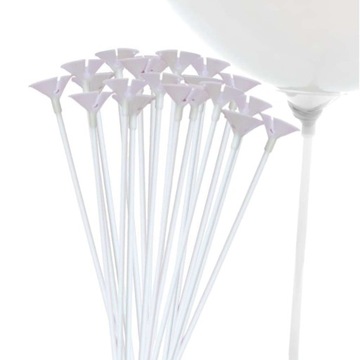 PATYCZKI do balonów KOSZYCZKI białe DŁUGIE x100