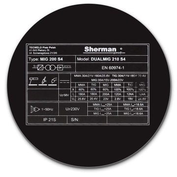 Инверторный сварочный аппарат SHERMAN DUALMIG 210 S4 200А