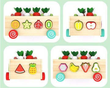 ЗАГАДКА-СОРТЕР ДЕРЕВЯННЫЕ БЛОКИ ЧЕРВЯКИ ОВОЩИ ИГРА МОТЕССОРИ PED