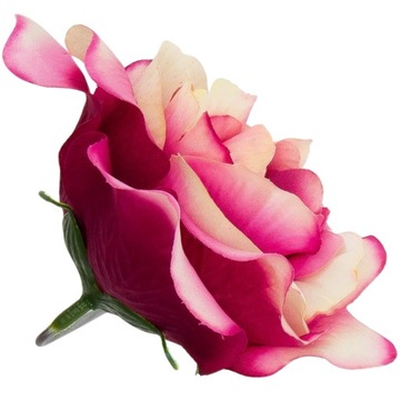 Róża główka sztuczne kwiaty kwiat ozdobny wianek 12cm kremowo-amarantowa