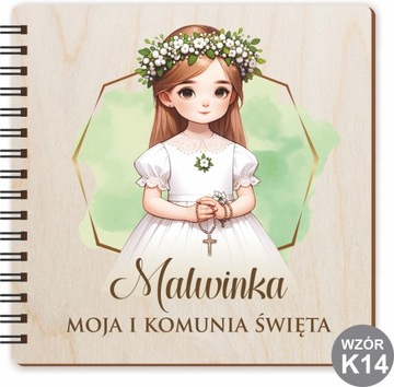 ALBUMY NA ZDJĘCIA DREWNIANE PREZENT NA KOMUNIĘ RÓŻNE WZORY