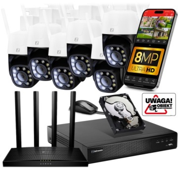 Sada pro Monitorování 6x WiFi Ip kamer P8 Light 8MPx 4K Uhd Audio