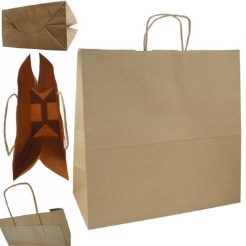 TORBA PAPIEROWA 40x18x39 TORBY BRĄZ TOREBKA 50 szt