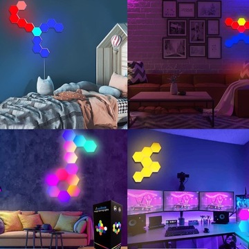 ШЕСТИГРАННЫЙ RGB СВЕТОДИОДНЫЙ НАСТЕННЫЙ СВЕТИЛЬНИК ЦВЕТНЫЕ СОТЫ ПАЗЗЛ + ПУЛЬТ ПУЛЬТА 10 ШТ.