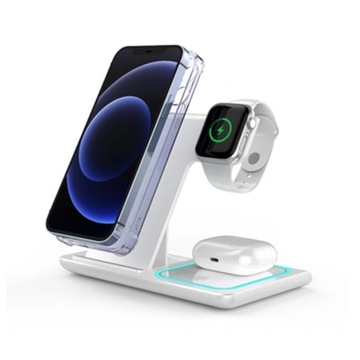 Ładowarka indukcyjna magnetyczna do IPHONE 12 13 14 15 APPLE iWATCH 3w1 15W