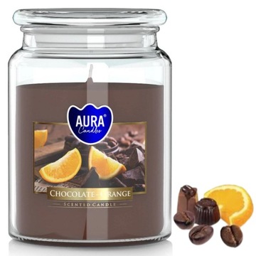 ŚWIECA ZAPACHOWA ŚWIECZKA CZEKOLADA ORANGE NA PREZENT PREMIUM XXL 100H DUŻA