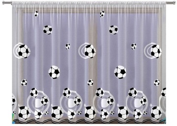 Piłki, Football, Gol, firana 250x150cm z obszyciem (malowana) polski prod.