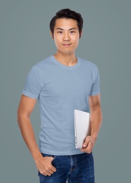 Koszulka męska PREMIUM 3XL kolor błękitny błękitna