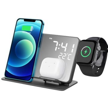 STOJAK ŁADUJĄCY 4 W 1 DLA SAMSUNG IPHONE AIRPODS APPLE WATCH