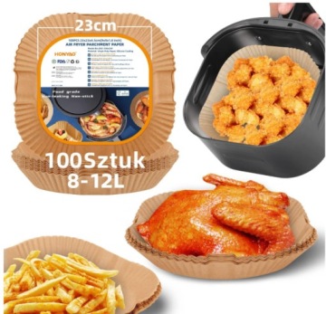Papier do frytkownicy airfryer 23x23 cm zestaw 100 szt. nieprzywierający