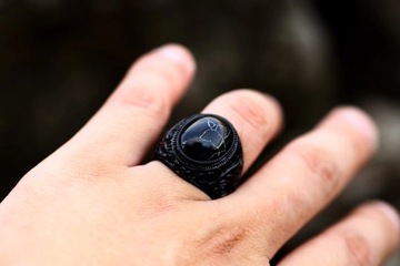 SYGNET pierścionek CZARNY męski PIERŚCIEŃ kamień 8