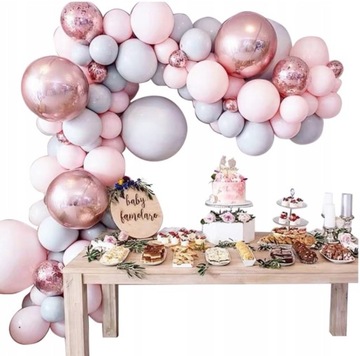 Girlanda Balonowa Łuk Różowa Balony Konfetti XXL
